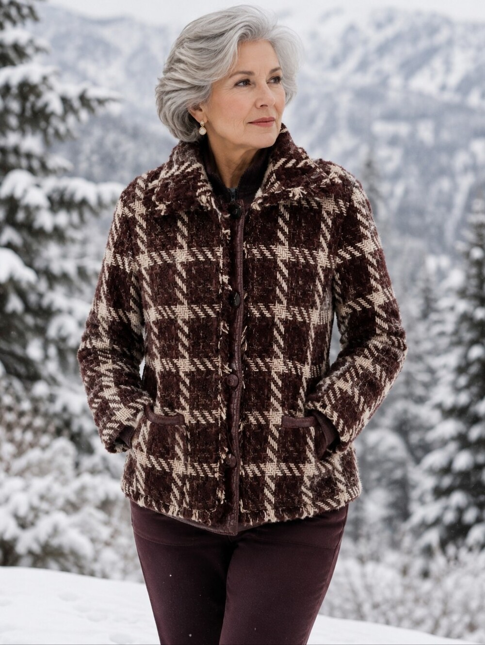 💥NWT💥 CHICO'S CHOCOLATE PLAID JANISE JACKET SZ L RV $198